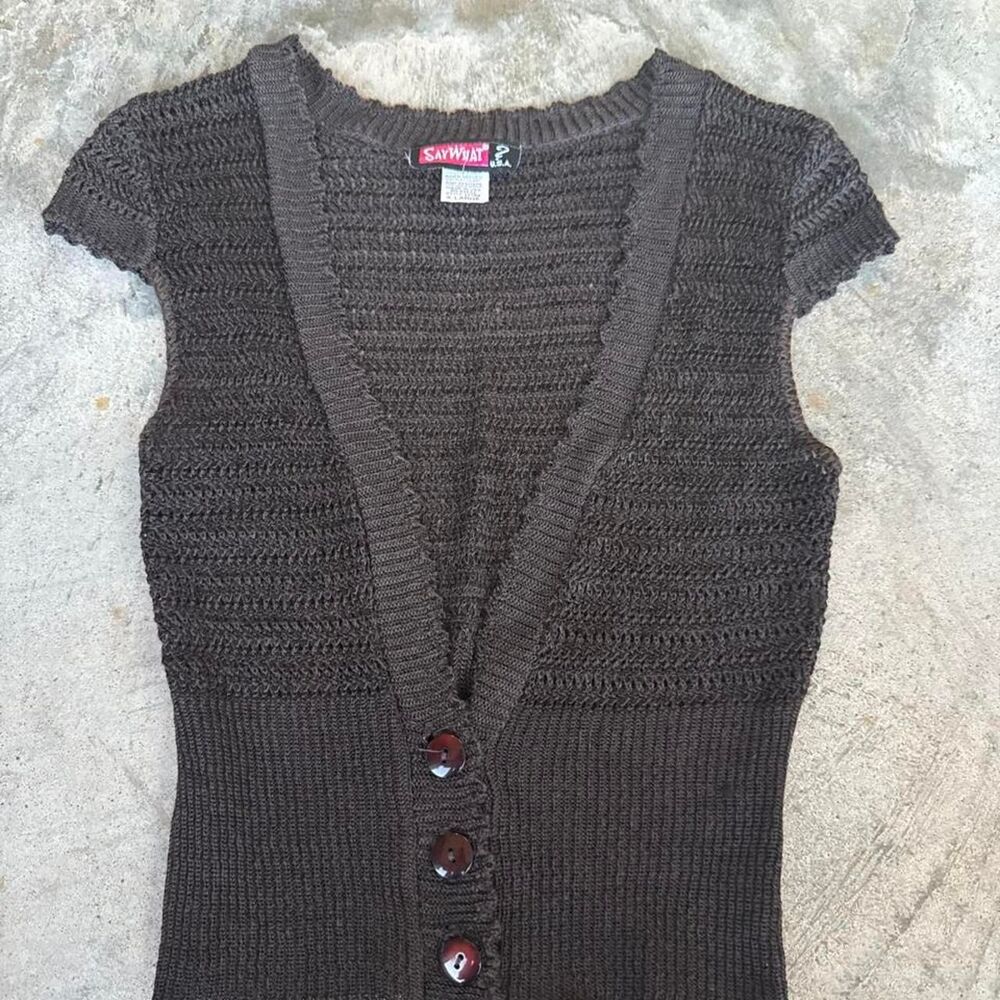 Say-what Women's Brown and Black Cardigan